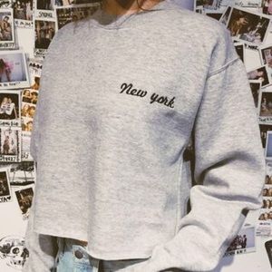New York cropped grey Brandy Melville sweater